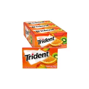 Trident Tropical Twist Sugar Free Gum (Pack of 12 x 14 Pices) 168 Total Pieces