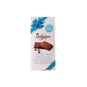 Belgian No Sugar Added Milk Chocolate 100gm Bar
