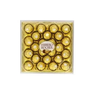 Ferrero Rocher Fine Hazelnut Milk Chocolate Candy, Perfect Valentine's Day Gift, 24 Count, Glamond Gift Box, 10.5 oz